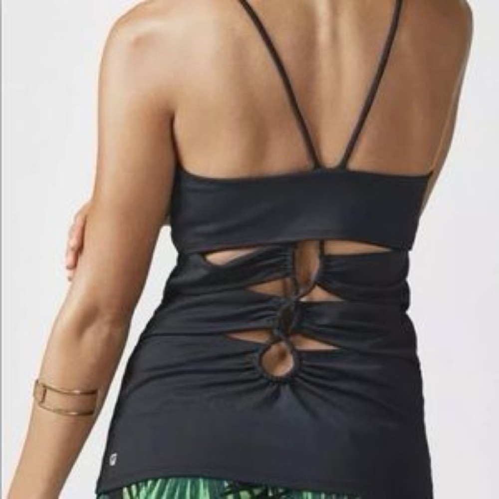 Fabletics Bailey Performance Tank Black Open Back S